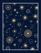 Cosmic Yellow Starry Night Navy Rug