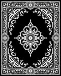 Black and White Ornate Medallion Scroll Rug