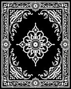 Black and White Ornate Medallion Scroll Rug