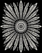 Black Cream Feather Mandala Radiance Rug