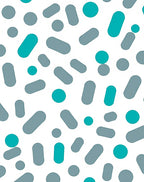 Aqua Gray Pill Shape Dots Rug