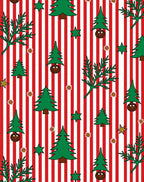Red White Stripe Christmas Trees Rug