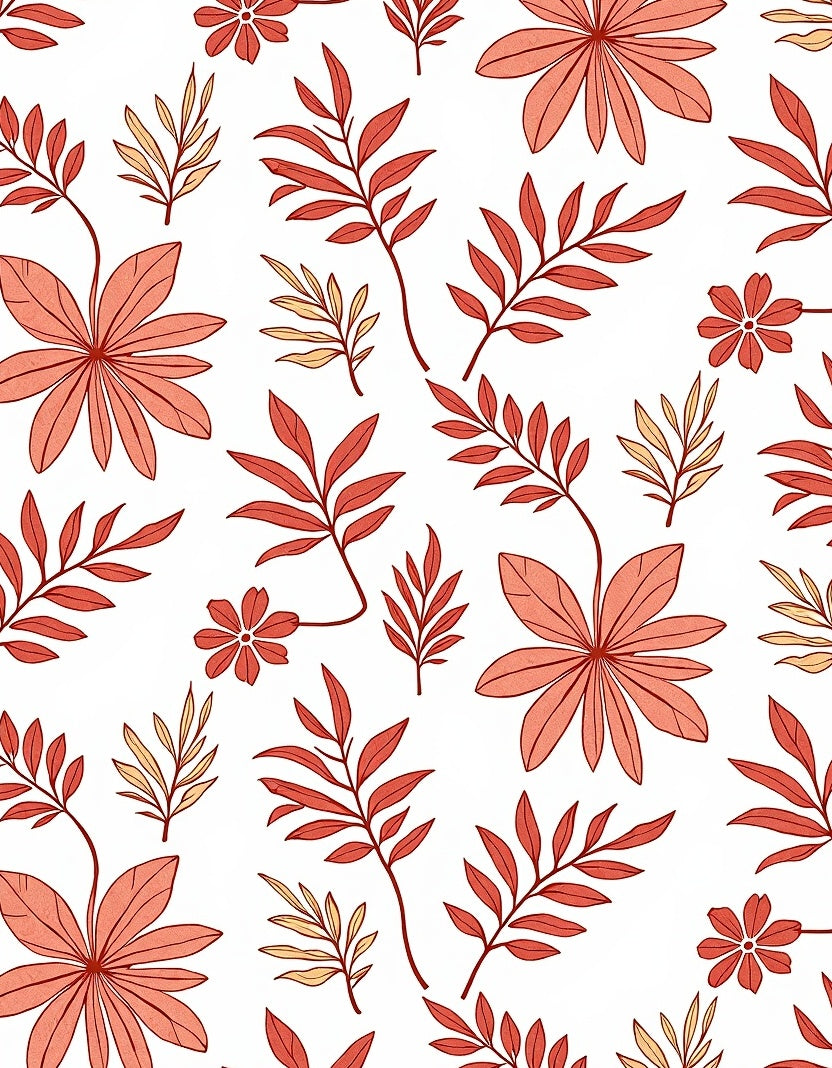 Coral Foliage With Yellow Accents Rug
