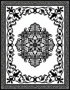 Classic Black Floral Medallion Border Rug