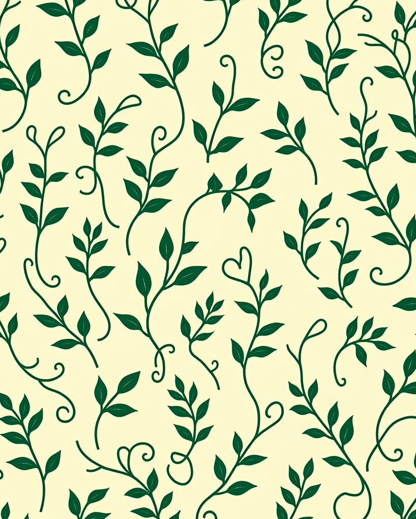 Dark Green Vine Botanical Swirls Rug