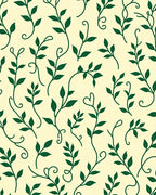 Dark Green Vine Botanical Swirls Rug