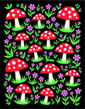 Whimsical Red Mushroom Floral Garden Rug
