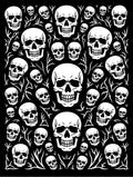 Monochrome Skull Collage Garland Rug