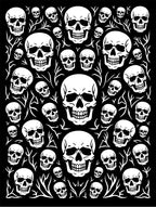 Monochrome Skull Collage Garland Rug