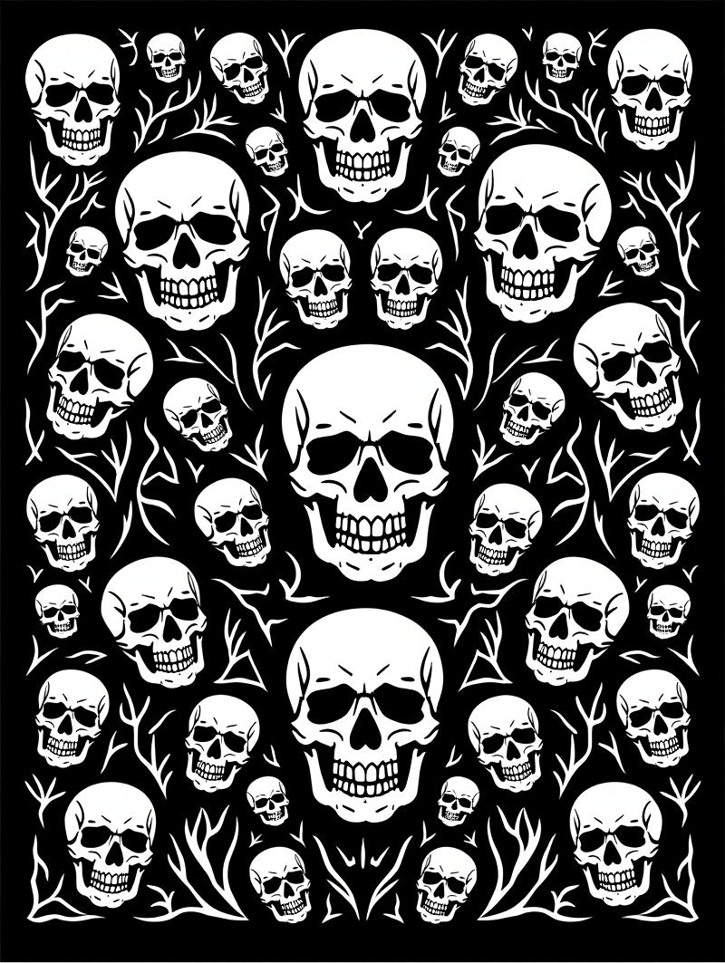 Monochrome Skull Collage Garland Rug