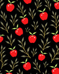 Red Apples and Golden Branches on Black Rug