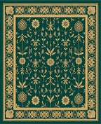 Emerald Gold Floral Botanical Garden Rug