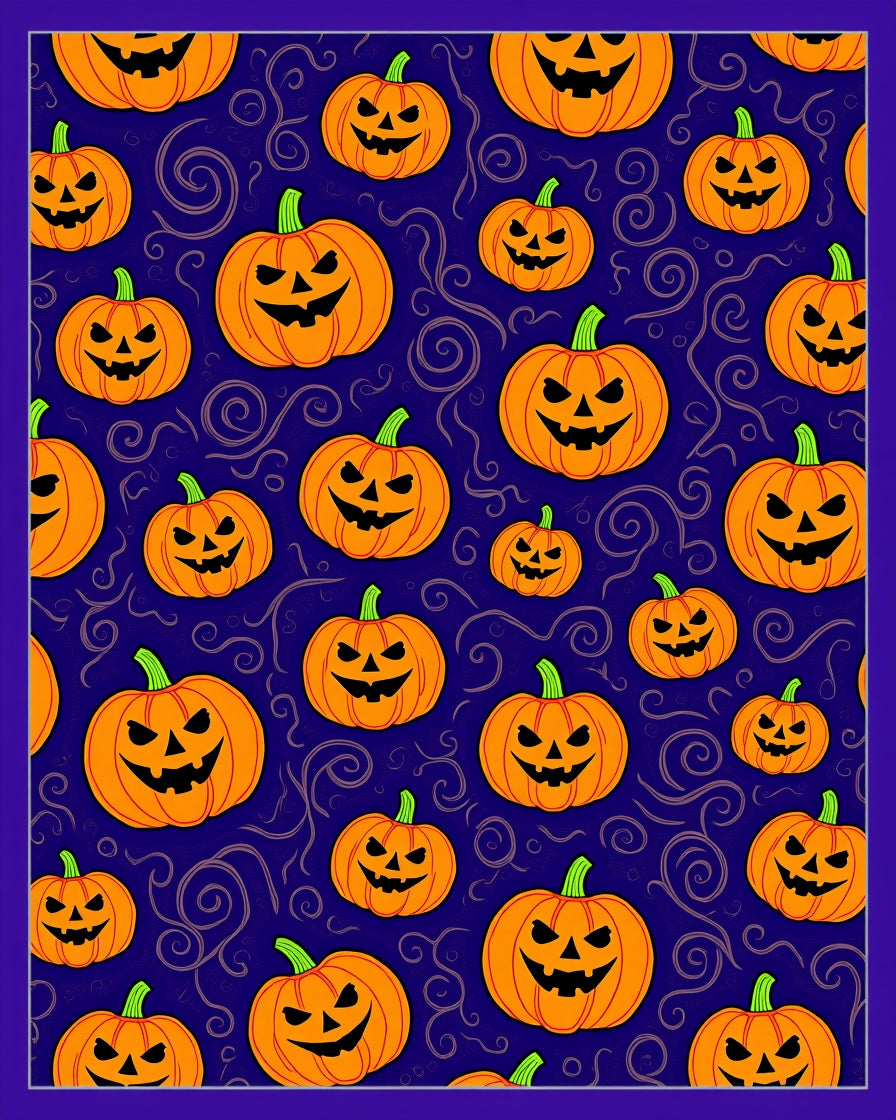 Orange Jack O Lantern Pumpkin Swirls Rug