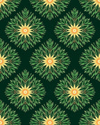 Emerald Green Yellow Floral Medallion Rug