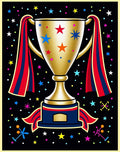 Golden Trophy With Stars And Ribbons Rug