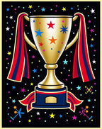 Golden Trophy With Stars And Ribbons Rug