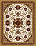 Rich Burgundy Floral Swirl Cream Rug