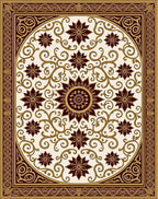Rich Burgundy Floral Swirl Cream Rug
