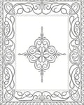 Ornate Gray Scrollwork Medallion Border Rug