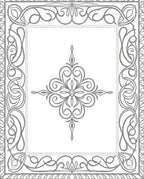 Ornate Gray Scrollwork Medallion Border Rug