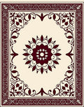 Maroon Floral Medallion Border Rug