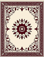 Maroon Floral Medallion Border Rug