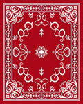 Bold Red Ornamental Frame Mandala Rug