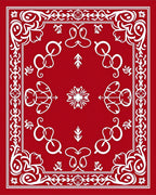 Bold Red Ornamental Frame Mandala Rug
