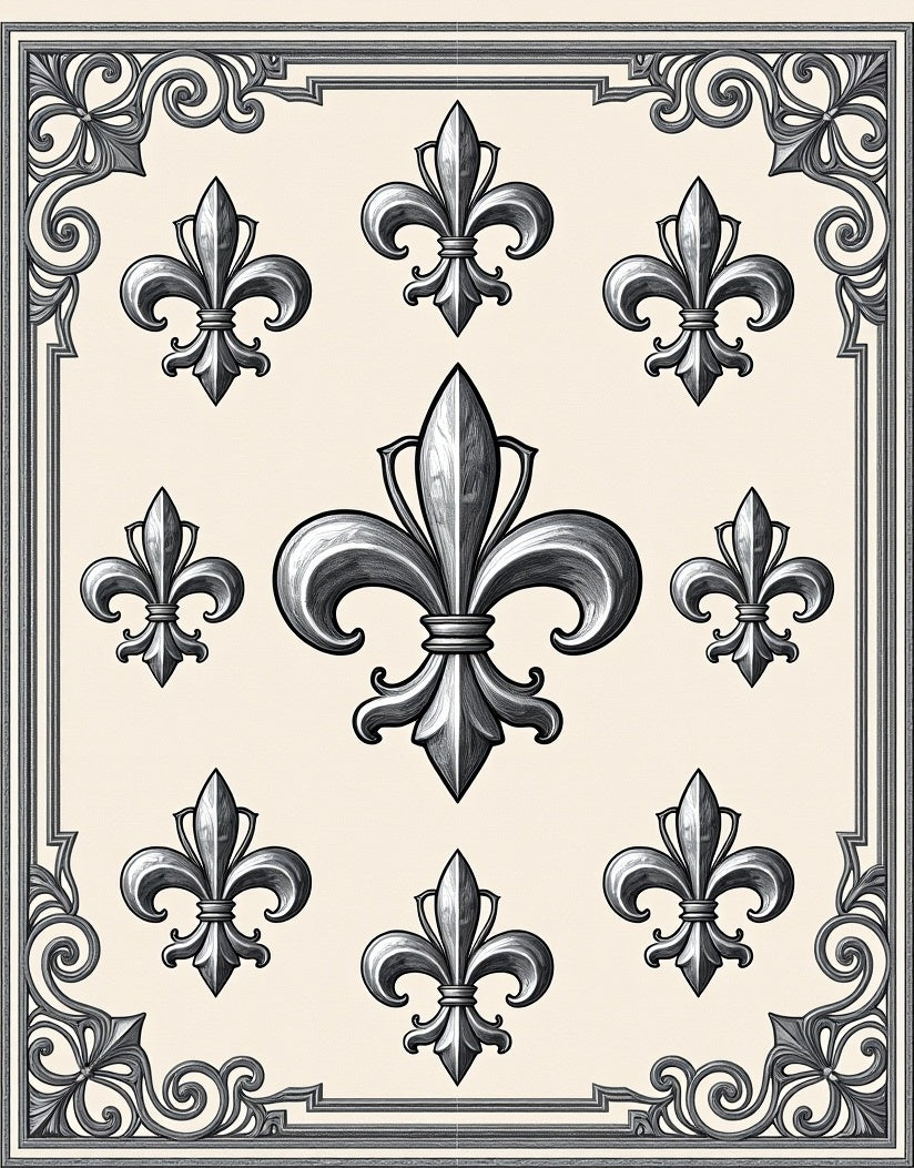 Ornate Fleur de Lis Collection Rug