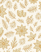 Golden Botanical Floral Arrangement Rug