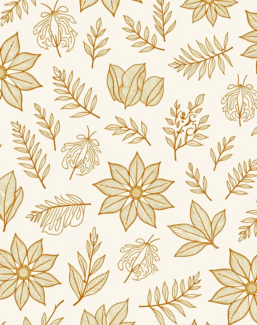 Golden Botanical Floral Arrangement Rug