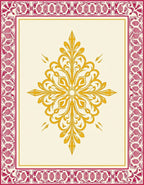 Glamorous Gold Floral Crimson Border Rug