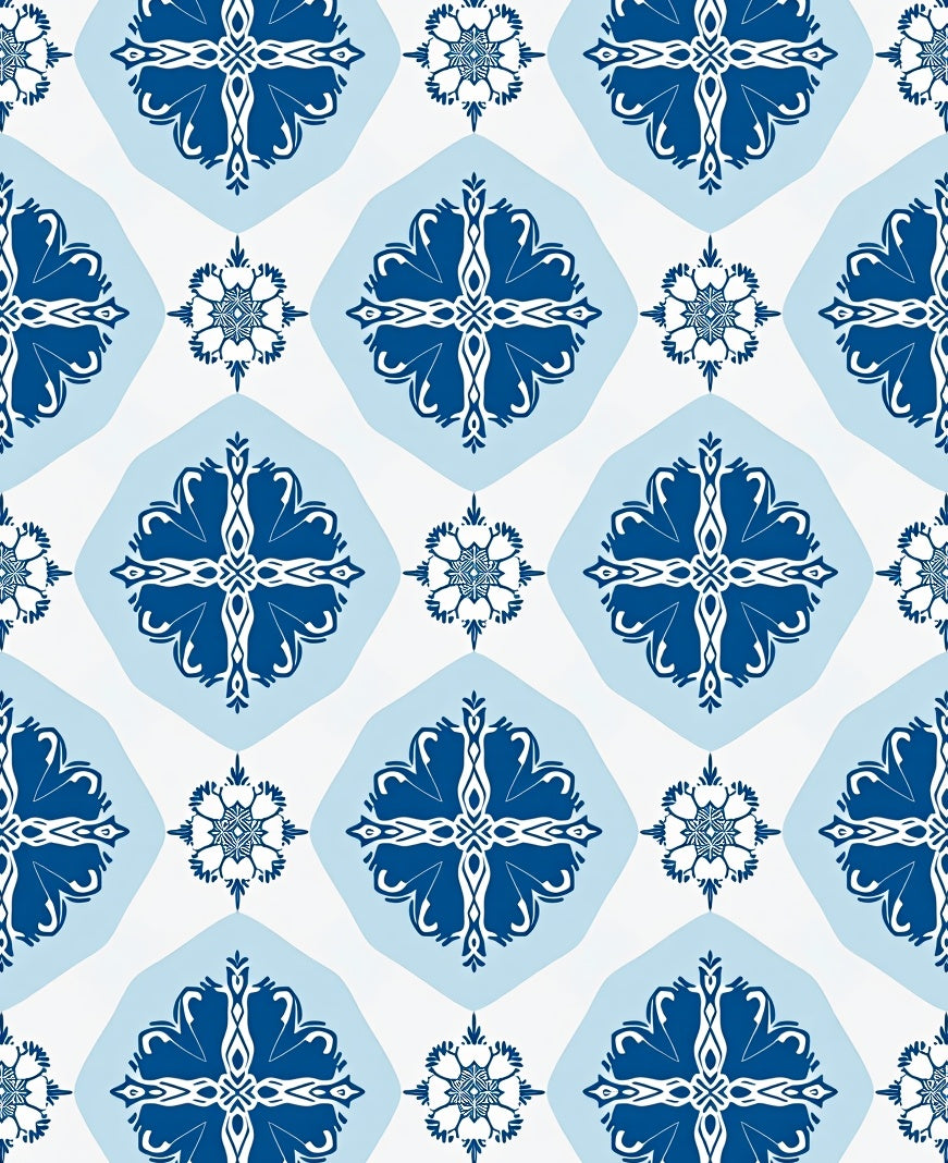 Navy Blue Vintage Geometric Medallion Rug