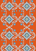 Orange Blue Starburst Floral Medallion Rug