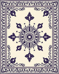 Ivory Navy Ornate Floral Medallion Rug