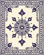 Ivory Navy Ornate Floral Medallion Rug