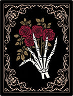 Dark Red Roses Skeleton Hand Frame Rug