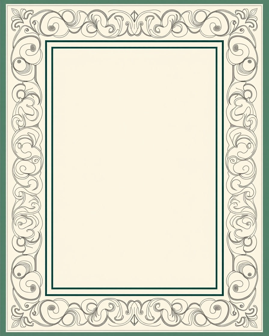 Art Nouveau Emerald Vine Scroll Rug
