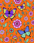 Vibrant Butterfly Floral Garden Rug