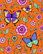 Vibrant Butterfly Floral Garden Rug