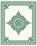 Emerald Green Medallion Floral Border Rug