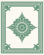 Emerald Green Medallion Floral Border Rug