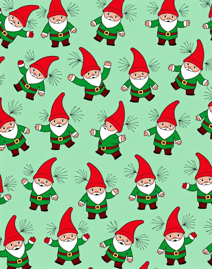 Festive Red Hat Green Gnome Scatter Rug