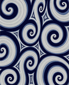 Navy Blue Swirling Abstract Spirals Rug