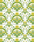 Green Yellow Floral Damask Rug