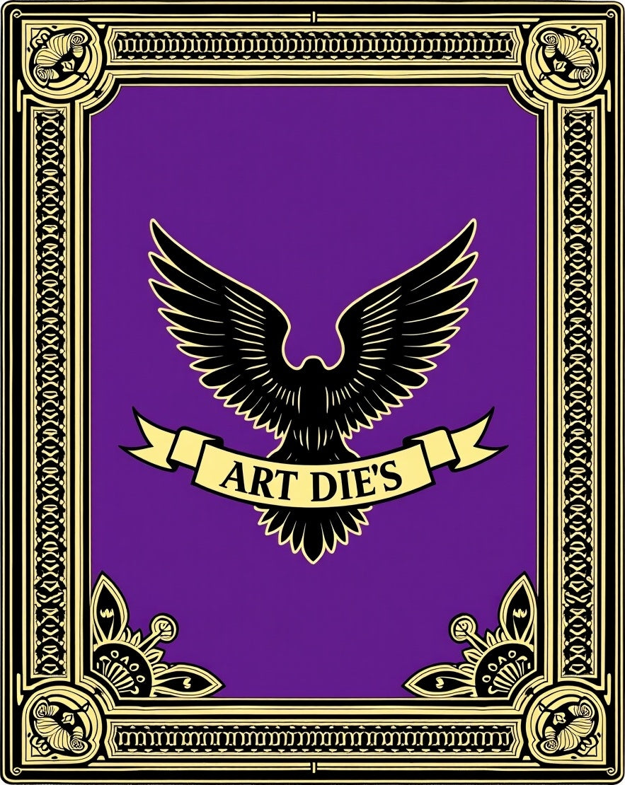 Ornate Black Eagle Purple Gold Border Rug