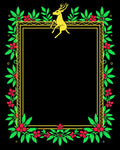 Gold Deer Woodland Floral Border Rug