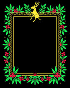 Gold Deer Woodland Floral Border Rug