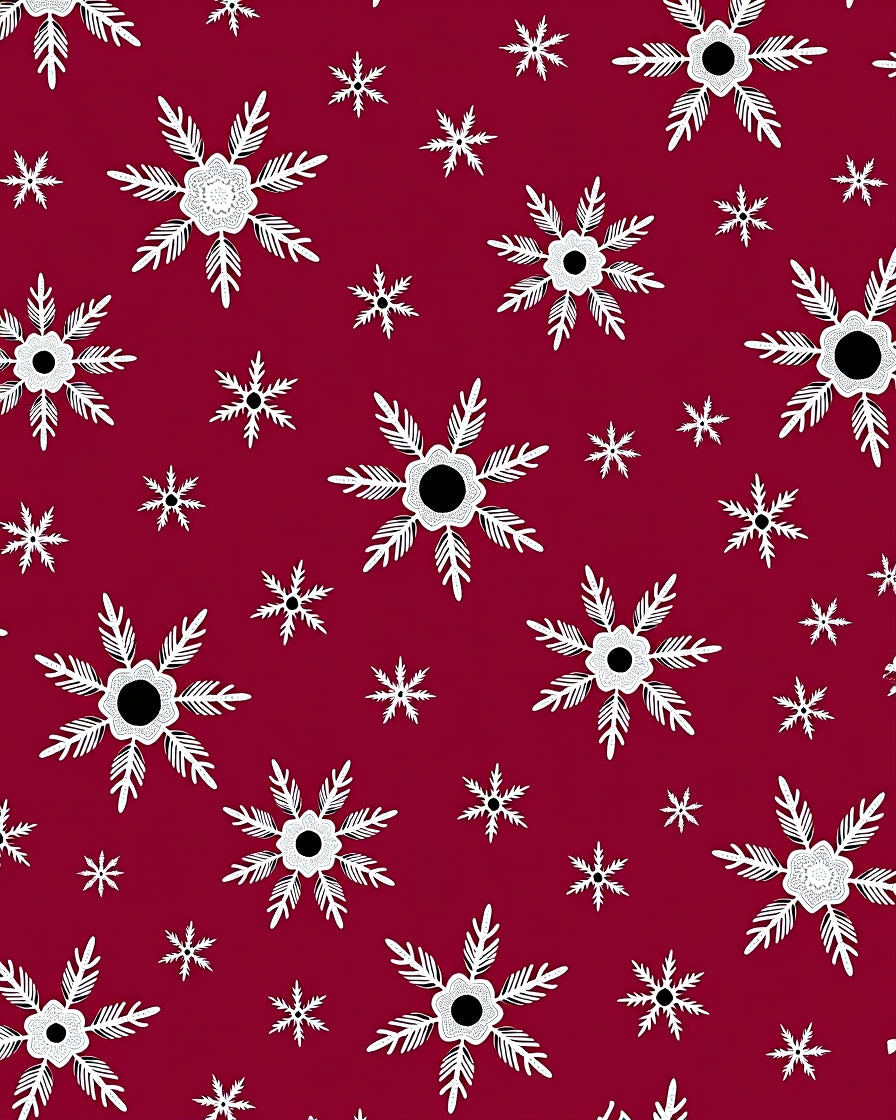 Deep Red White Snowflake Bloom Rug