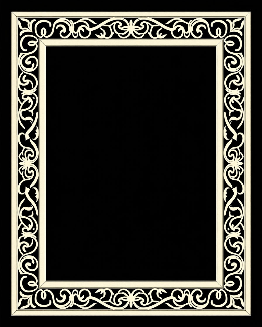Cream Elaborate Scroll Border Rug